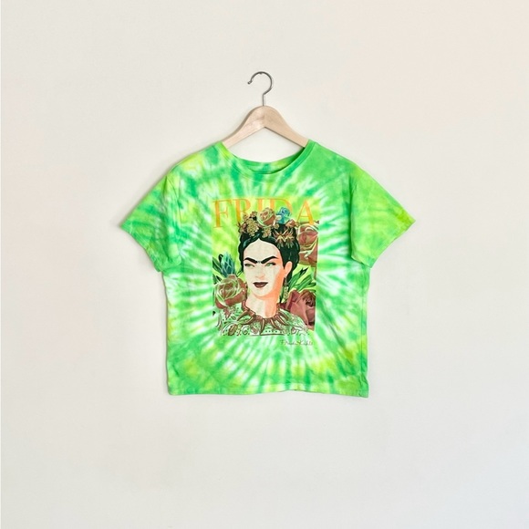 Frida Kahlo Graphic Green Tie Dyed T Shirt Women’s size Large - Picture 1 of 6